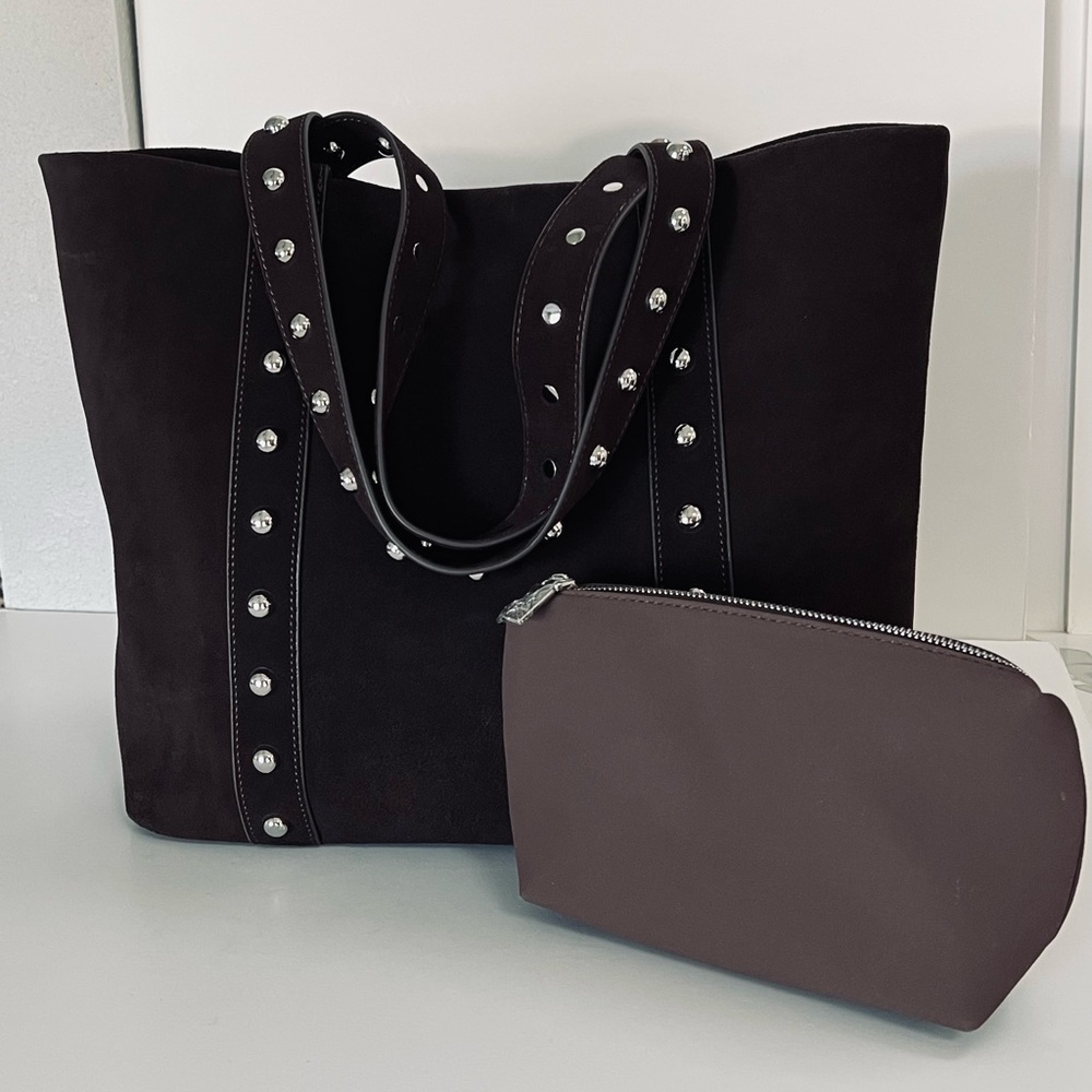 Evereve Sloane Studded Suede Leather Tote Bag NWT - Picture 6 of 14